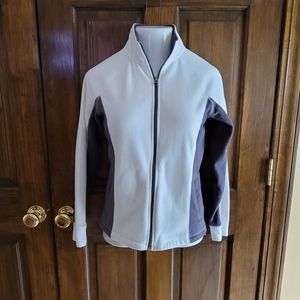 Tek Gear Sz S White & Gray Zip Fleece Jacket P2P 20 L 17